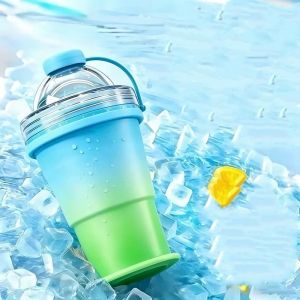 2in1 Silicone Ice Ball Cup Portable Foldable Freezer Mold & Drinking Tumbler for Juice Drinks Coffee