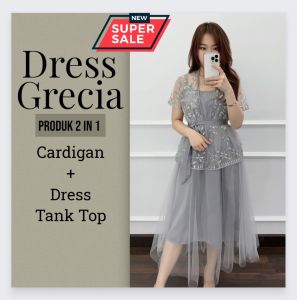 Dress Wanita Terbaru/Matt Tille Mutiara Mix Moscrepe/dress midi/Dress Grecia Cardi Size L-XL