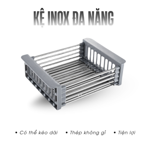 Giá phơi chén đĩa nhà bếp giá để chén đĩa bằng thép không gỉ có thể kéo dài dùng để phơi khô chén đĩa.