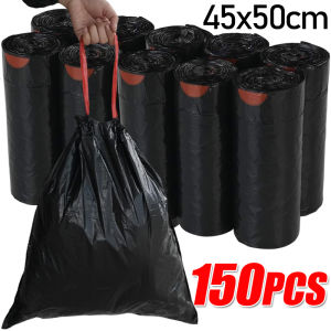 150Pcs Drawstring Large Trash Bags / Thick Plastic Garbage Bags / for Household Kitchen Office Restaurant