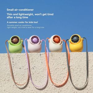 LOVELY HUT Handheld Mini Neck Fan Hanging Rope Portable Mini Electronic Fan Multi-Functional Three-Speed Bladeless Personal Cooler Travel