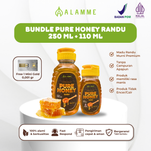 Paket Madu Randu Murni Pure Raw Honey Premium Alamme 110ml 250ml isi 2 Pcs Peningkat Stamina Daya Tahan Tubuh Imunitas Atasi Alergi Kulit Pencegah Kanker Serangan Jantung Diabetes Kolesterol Asli Halal