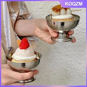 KOQZM Ice Cream Cups Salad Bowl Stainless Steel Bowl Dessert Fruit Plate Snack Dish Party Supplies