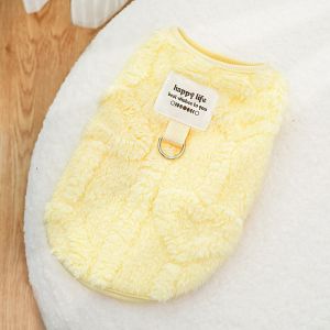 OUTOPEN Jacquard dày dặn Áo gile nhung cho chó Ấm áp Mềm mại ấm áp Áo khoác lông cừu cho chó Đơn giản Lỗ dây đai Áo hoodie cho chó con Mùa Thu Đông