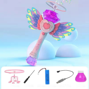 Kids Bubble Toy Set with Flying Saucer and Butterfly Wand