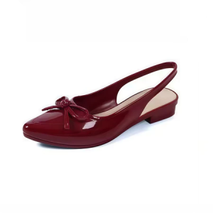 Korea New Pointed Jelly Heels with Ankle Strap Trendy Bow Design Low Sandals For Women