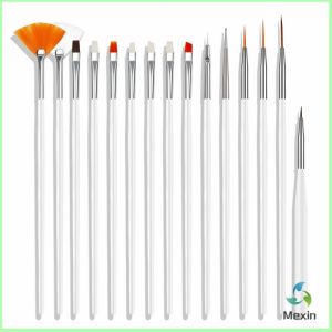 Mexin  ชุดพู่กันอะคริลิค สําหรับตกแต่งเล็บเจล 15 ชิ้น พู่กันหัวเล็ก Nail brush