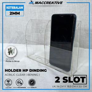 Tempat Hp Tempel Dinding Akrilik - Holder Hp Dinding Akrilik - Tempat Penyimpanan Akrilik 3 slot