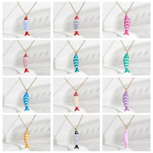 MillionGrid Dễ Thương Tinh Tế Đầy Màu Sắc Cá Mặt Dây Chuyền Dây Chuyền Cho Phụ Nữ Cô Gái Thời Trang Thép Không Gỉ Vòng Cổ Mùa Hè Bãi Biển Đồ Trang Sức Quà Tặng