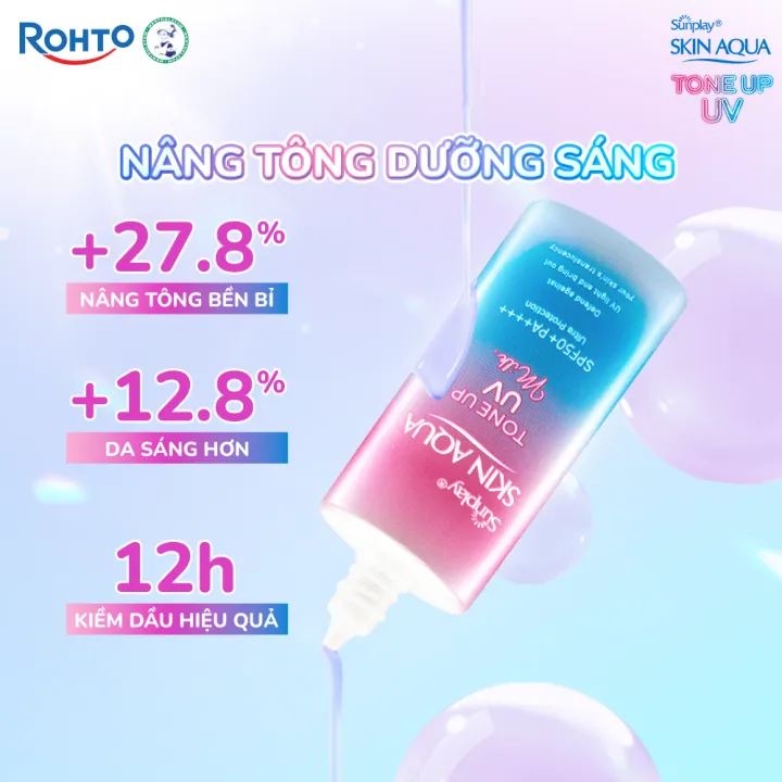 Bộ đôi kem chống nắng nâng tông dạng sữa dành cho da dầu hỗn hợp Sunplay Skin Aqua Tone Up UV Milk Lavender SPF50+ PA++++ (50g)