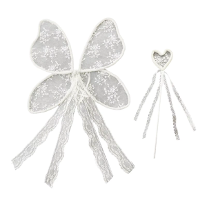 Delicate Lace Embroidery Girls Wing with Magical Wand Photo Props for Kids Themed Parties and Photoshoots Supplies