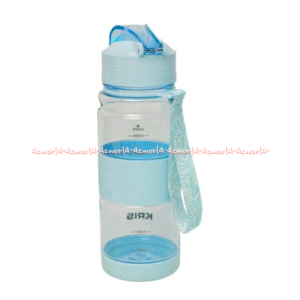 Kris 550ml Yuki Drinking Bottle With Strip Blue Botol Minum Dengan Tali Warna Biru Coklat
