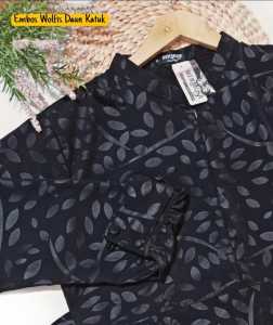 Gamis hermosa hitam motif katuk/gamis katuk hermosa/gamis hitam murah