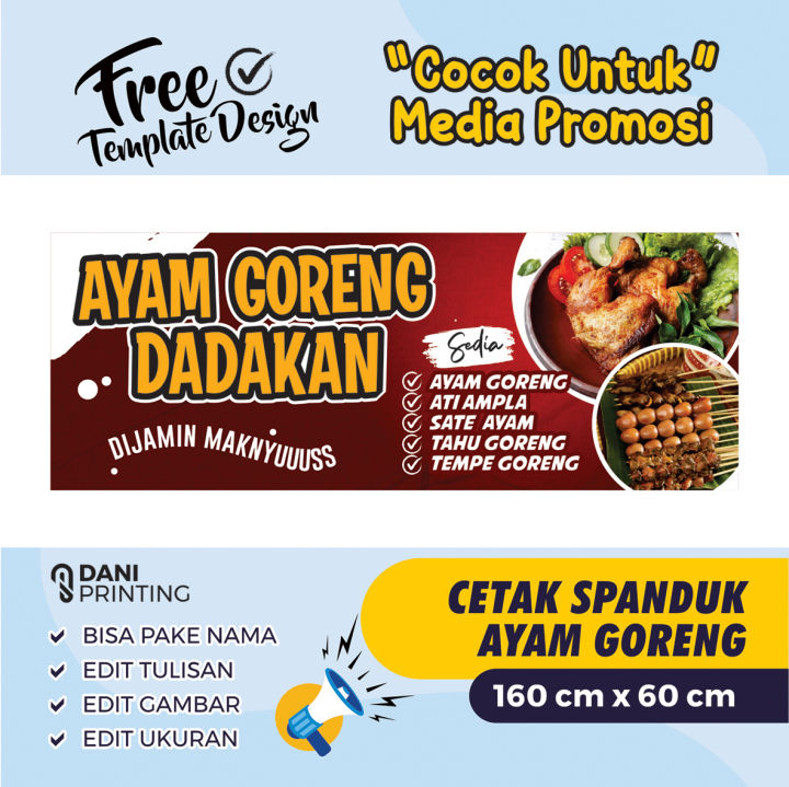 Banner Spanduk AYAM GORENG DADAKAN 160 X 60cm BISA DI EDIT