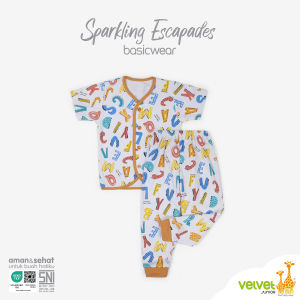 Velvet Junior Setelan Oblong Baju Pendek Celana Panjang Baju Tidur Kancing Pundak