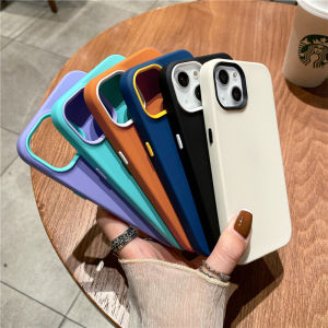 Solid Color Liquid Silicone Phone Case For iPhone 11 16 14 13 12 11 15 Pro Max XR XS Max X 7 8 Plus 3 in 1 Candy Color Bumper Soft Back Cover