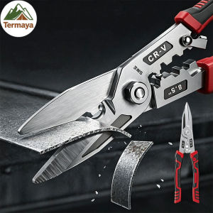 Termaya 8.5 Inch Heavy Duty Tin Snips Metal Sheet Cutter Stainless Steel Wire Cable Copper Cutting Shears