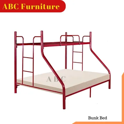 Maroon Metal Bunk Bed / Queen Metal Bed / Bunk Bed Adult / Bunk Bed Besi / Katil 2 tingkat murah / Katil Besi