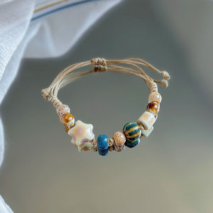 MillionGrid Boho Phong Cách Handmade Sao Vòng Đeo Tay Gốm Cho Phụ Nữ Cô Gái Độc Đáo Phong Cách Dân tộc Có Thể Điều Chỉnh Vòng Đeo Tay Đồ Trang Sức Phụ Kiện Quà Tặng