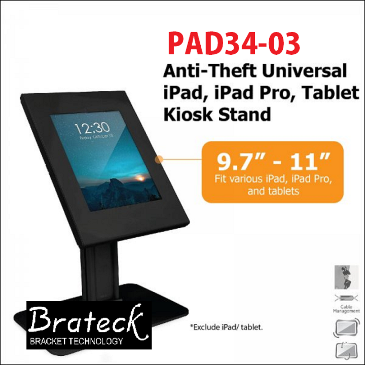 Brateck Pad3403 AntiTheft Tablet Kiosk, Locking Countertop Tablet