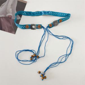 WARM HUT Retro Ethnic Style Belt Wax Line Flower Bohemian Style Waist Chain Elegant Jeans Decor Women Woven Belt Dress Decoration