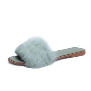 [Free Shipping] 2026 Autumn Real Rabbit Fur Slippers Summer Flat Versatile Slippers New Fashionable Outdoor Slide Sandals