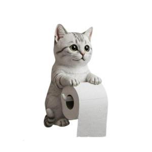 Adorable Cats Shapeds Wall Mounted Toilet Paper Holder Organizers For Bathroom Space Saving Resin Design Easy Installation