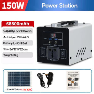 288000mAh Portable Solar Generator 500W/220V Multi-Function Portable Big Capacity Power Station Solar Powered Generator With 80W Solar Charging Board Heavy Duty Outdoor Power Bank For Travel Camping Home Emergency Power