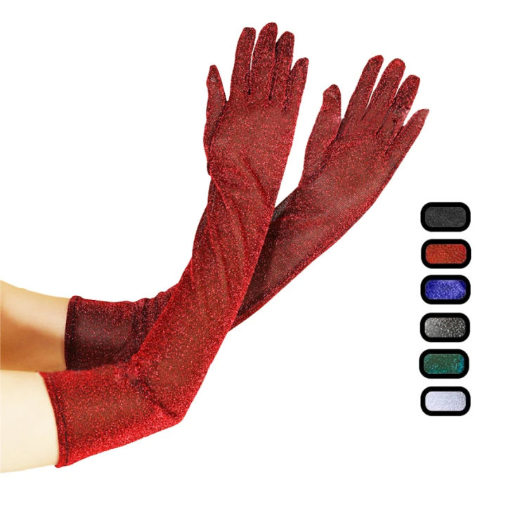 Lace Gloves Chic Translucent Low stretch Mittens Satin High glossy