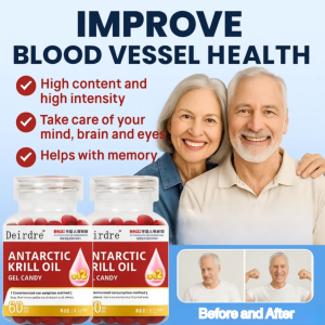 【Upgrated】Antarctic Krill Oil Capsules Complex Nutritional Functions Omega-3 Astaxanthin Antarctic Krill Oil Gel Candy Natural Raw Materials Antarctic Krill Oil Dietary Nutritional Supplement For Lowering Blood Lipids 南极磷虾油