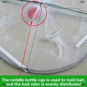 [COD] dfgje 1pcs Foldable Fishing Shrimp Fish Crab Bait Net 4 Holes Crayfish Lobster Fishnet Cast Dip Cage 42x20cm