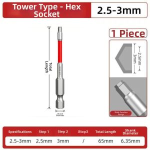 NOER Alloy Steel Screwdriver Bit 6.35mm Hex Shank High Torque Electric Screwdriver Bit Wear Resistant HRC60 Hardness Hex Bit Set Home Repair