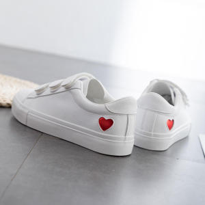 Free Shipping Love-Themed Velcro Closure White Sneakers WomenS Spring Collection Casual Athletic Shoes For Street Style