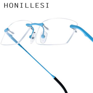 HONILLESI Titan nguyên chất Kính mắt khung nam thiết kế thương hiệu siêu nhẹ kính không vành nữ mới không khung Nhật Bản kính mắt cho mắt 7302