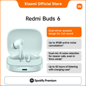 REDMI Buds 6 | Dual-driver acoustic design for rich sound Up to 49dB active noise cancellation Up to 42 hours of listening with charging case Local warranty