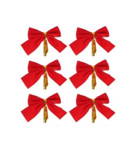 (Stock Clearance) 12PCS Bow Xmas Ornament Christmas Tree Decoration Festival Party Home Bowknots New Year Decoration