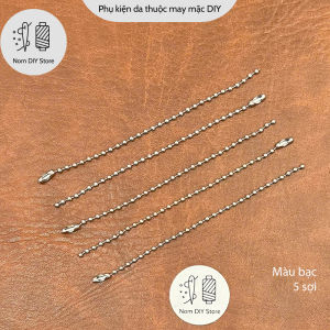 Set 5 Dây Xích Bi 2mm Dài 12cm (120mm) Hợp Kim Xi Mạ Điện – Ball Chain Làm Móc Khóa Ví Da Túi Xách DIY Handmade