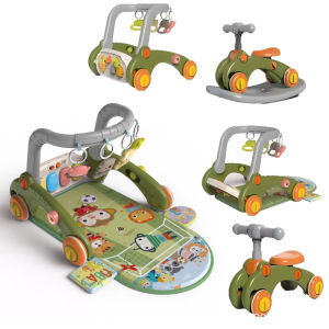 LuckyBabe 7 in 1 Baby Gym Play Mat with Piano Convertible Walker and Rocking Horse Multi Function Toy All in One Activity Center