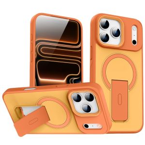Luxury Business Magnetic Stand Case For iPhone 17 Air 16 15 14 Plus 13 12 11 Pro Max 17E 16E For Magsafe Wireless Charging Cover