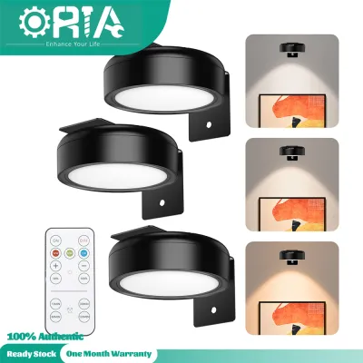 ORIA LED Wall Light Cordless with 3 Light Colors 3 PCS Closet Lights Rechargeable Painting Light with Remote Art Lights for PaintingFrameGalleryDartboard Lights