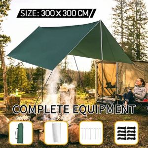 3x3m Awning Waterproof Tarp Tent Shade Ultralight Garden Canopy Anti-ultraviolet Canopy Awning Tent Sun Shelter Tent Beach Waterproof Shade