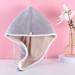 Wiping Washing Wrapping Hair Towel Shower Cap Double-layer Thick Dry Hair Cap Womens Strong Water Absorption Quick Drying Hair Towel