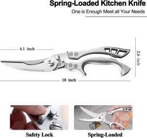 Kitchen Scissors Heavy Duty Chicken Bone Scissors Stainless Steel Multifunction Meat Scissor Cutter Ultra Sharp Shears for Chicken Bone Meat Vegetables Fish Scales