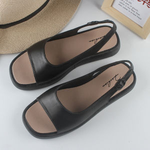 IELGY Sandals Square Toe Womens Summer New Fashion Solid Color Open Toe Casual Flat Sole