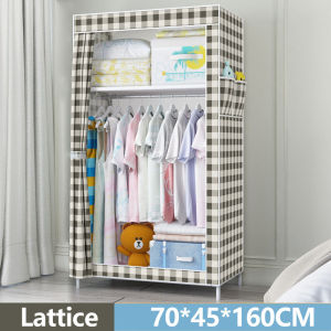 EL Curtain Wardrobe with drawer/almari kain/almari baju murah/wardrobe/almari baju/Minimalist style Simple fabric wardrobe