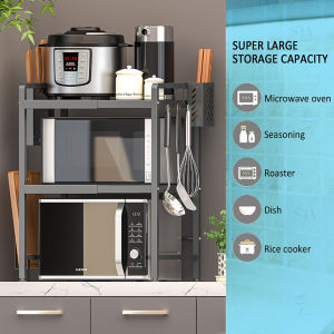 SIV 2 Layer/Tingkat Expandable & Adjustable Microwave Rack Oven Shelf Rak Stainless Steel for Kitchen Countertop Storage