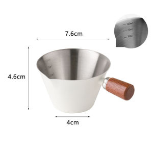 Espresso Measuring Cup Stainless Steel Dosing Cup With Scale Wooden Handle Barista Coffee Tool