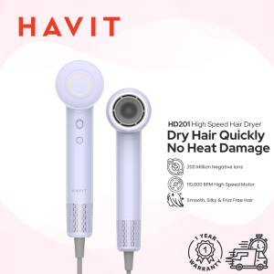 HAVIT HD201 High Speed Hair Dryer 105000 RPM 200 Million Negative Ions - Purple