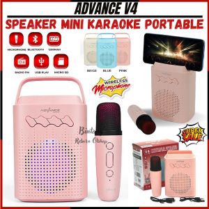Speaker Mini Karaoke Advance V4 Bluetooth Portable Mini Heavy Bass Free 1 Mic Wireless /   Advance V4 Speaker Bluetooth Mini 3 Inch Portable Karaoke Heavy Bass Gratis 1pc Microph /  Speaker Portable  / Speaker Karaoke