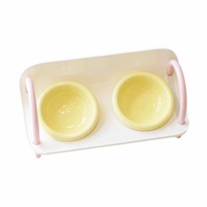 SKJK STUDIO Bát đôi Bát ăn cho thú cưng có chân cao Chống trơn trượt Gốm sứ Bát ăn cho thú cưng nâng cao Đa chức năng Có thể tháo rời Trạm cho mèo ăn Đồ dùng cho thú cưng